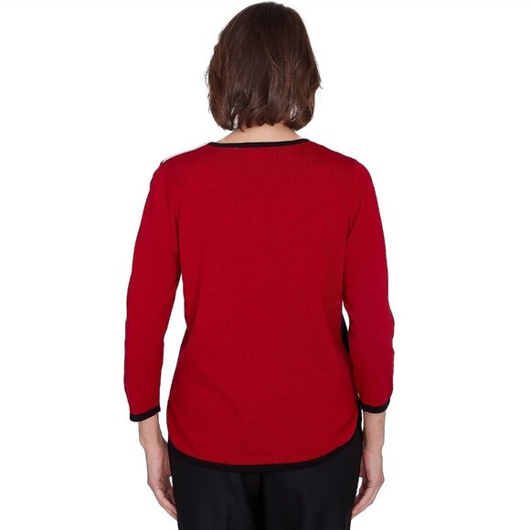 Women's Alfred Dunner Colorblock Beaded Top Red 3X New - Picture 2 of 11